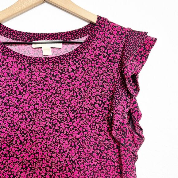 Michael Michael Kors Floral Red Pink Black Women Dress Size Medium - Picture 5 of 10